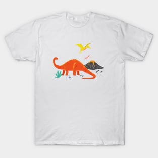 Jurassic Dinosaurs in Pink T-Shirt